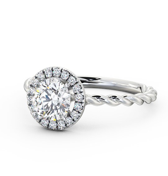 Halo Round Diamond Rope Style Band Engagement Ring 9K White Gold ENRD75_WG_THUMB2 