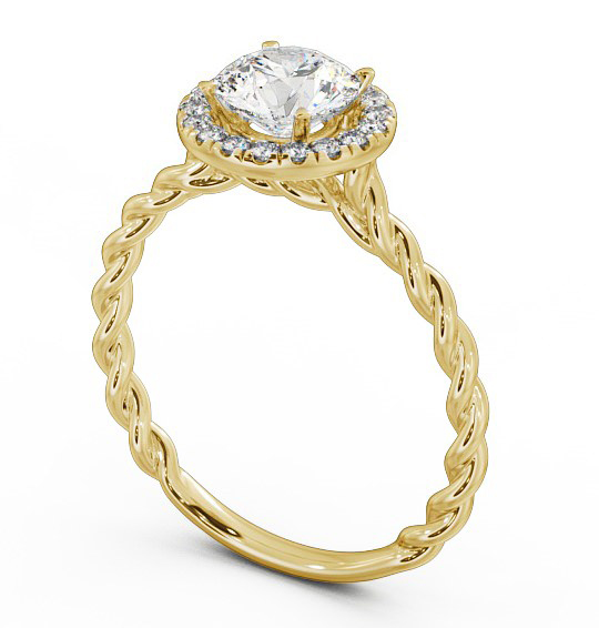 Halo Round Diamond Rope Style Band Engagement Ring 9K Yellow Gold ENRD75_YG_THUMB1