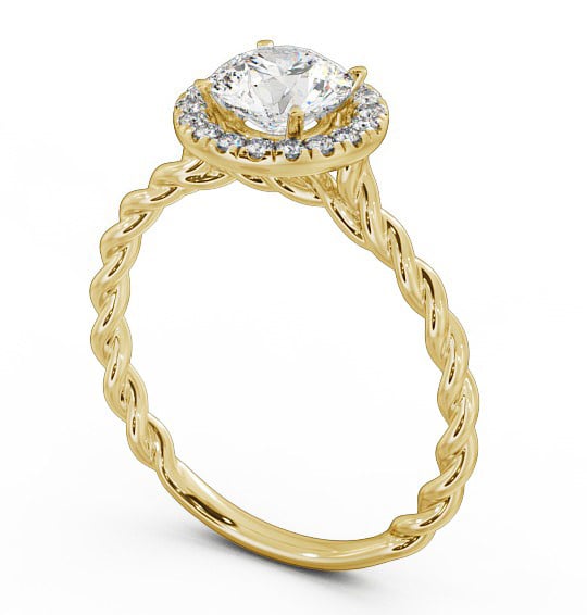 Halo Round Diamond Rope Style Band Engagement Ring 18K Yellow Gold ENRD75_YG_THUMB1