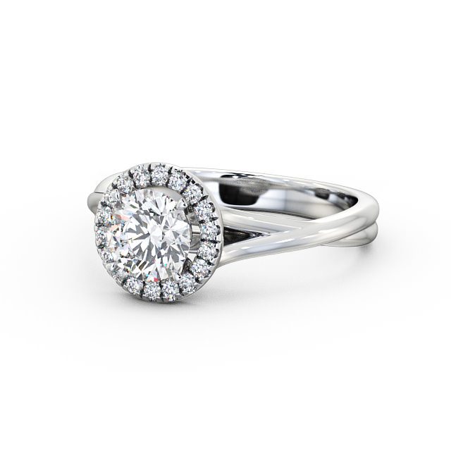 Halo Round Diamond Engagement Ring Platinum - Bethany ENRD76_WG_FLAT