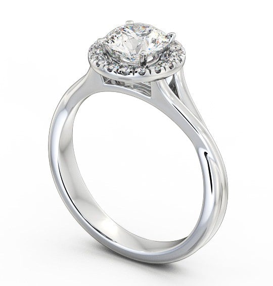 Halo Round Diamond Crossover Band Engagement Ring 18K White Gold ENRD76_WG_THUMB1