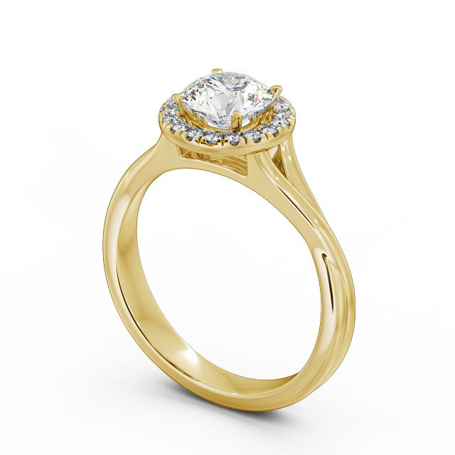 Halo Round Diamond Engagement Ring 18K Yellow Gold - Bethany ENRD76_YG_SIDE