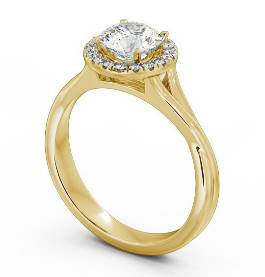 Halo Round Diamond Crossover Band Engagement Ring 18K Yellow Gold ENRD76_YG_THUMB1