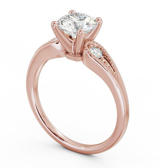 Round Diamond 4 Prong Engagement Ring 18K Rose Gold Solitaire with Channel Set Side Stones ENRD78_RG_THUMB1