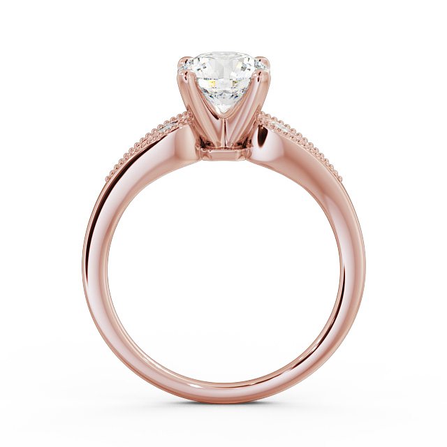 Round Diamond Engagement Ring 18K Rose Gold Solitaire With Side Stones - Agria ENRD78_RG_UP