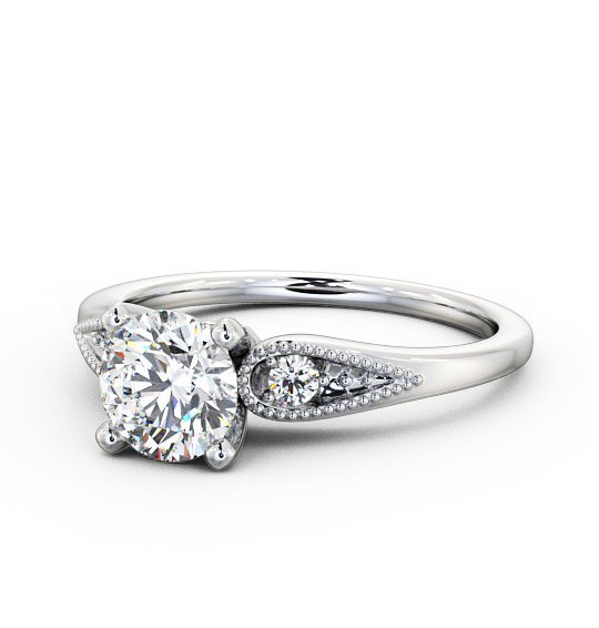  Round Diamond Engagement Ring Platinum Solitaire With Side Stones - Agria ENRD78_WG_THUMB2 