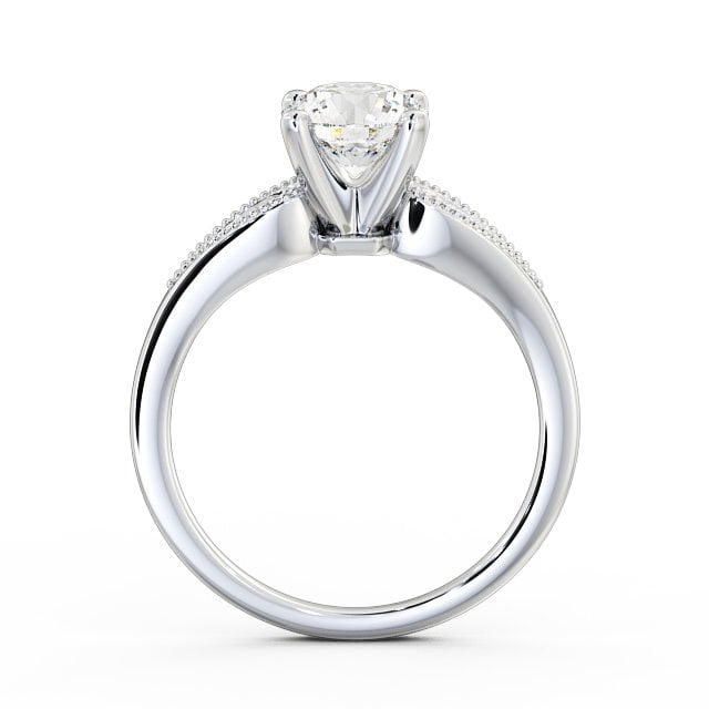 Round Diamond Engagement Ring 9K White Gold Solitaire With Side Stones - Agria ENRD78_WG_UP