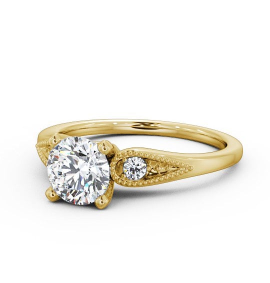  Round Diamond Engagement Ring 9K Yellow Gold Solitaire With Side Stones - Agria ENRD78_YG_THUMB2 
