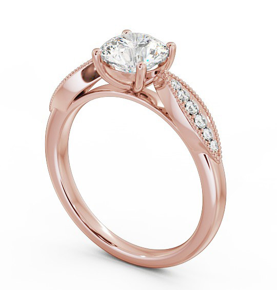 Round Diamond High Shoulder Engagement Ring 18K Rose Gold Solitaire with Channel Set Side Stones ENRD79_RG_THUMB1 