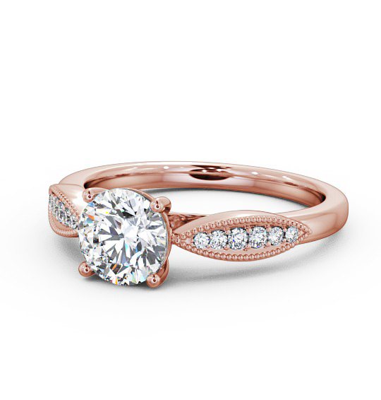  Round Diamond Engagement Ring 18K Rose Gold Solitaire With Side Stones - Devere ENRD79_RG_THUMB2 