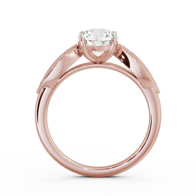 Round Diamond Engagement Ring 18K Rose Gold Solitaire With Side Stones - Devere ENRD79_RG_UP