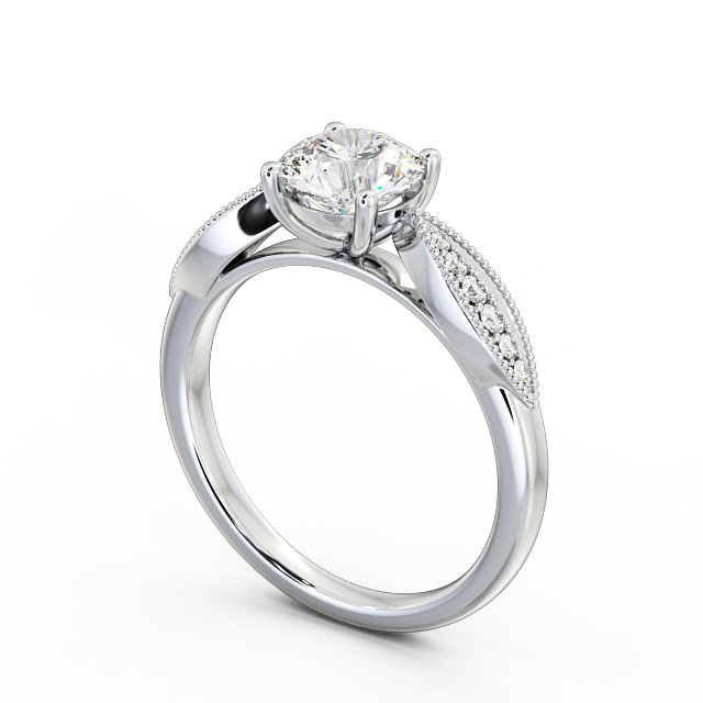 Round Diamond Engagement Ring Palladium Solitaire With Side Stones - Devere ENRD79_WG_SIDE