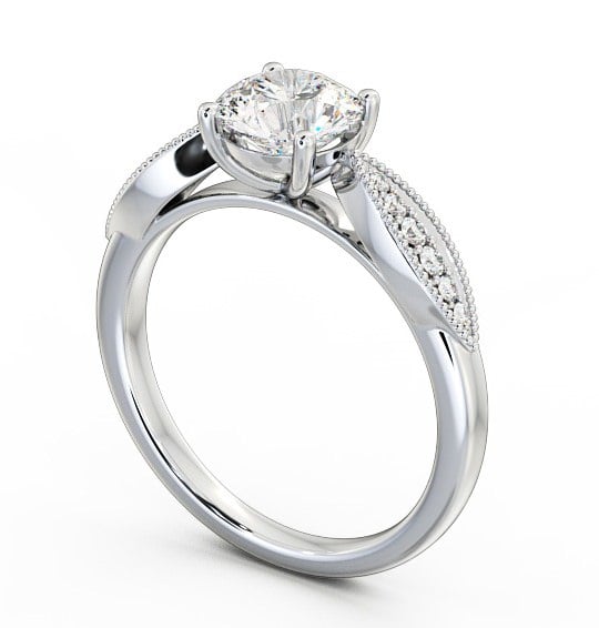 Round Diamond High Shoulder Engagement Ring Palladium Solitaire with Channel Set Side Stones ENRD79_WG_THUMB1