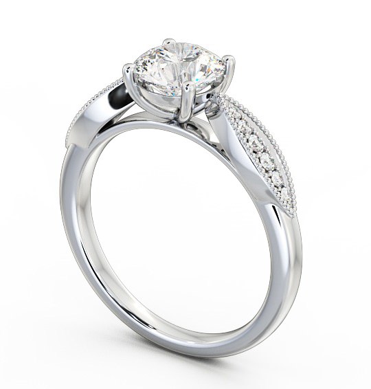 Round Diamond High Shoulder Engagement Ring 18K White Gold Solitaire with Channel Set Side Stones ENRD79_WG_THUMB1 