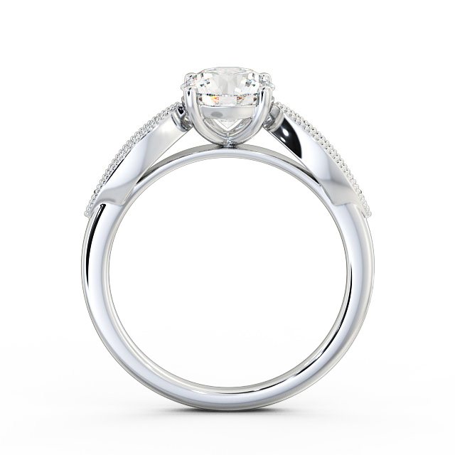 Round Diamond Engagement Ring 18K White Gold Solitaire With Side Stones - Devere ENRD79_WG_UP
