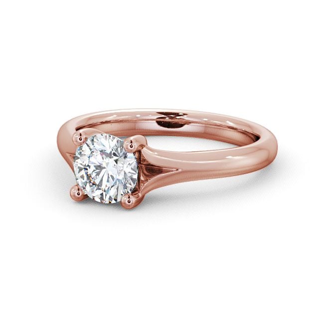 Round Diamond Engagement Ring 18K Rose Gold Solitaire - Veraby ENRD7_RG_FLAT