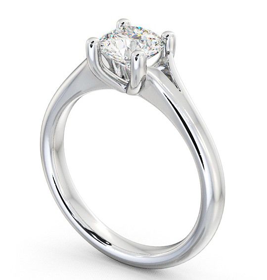 Round Diamond Engagement Ring Platinum Solitaire - Veraby ENRD7_WG_THUMB1