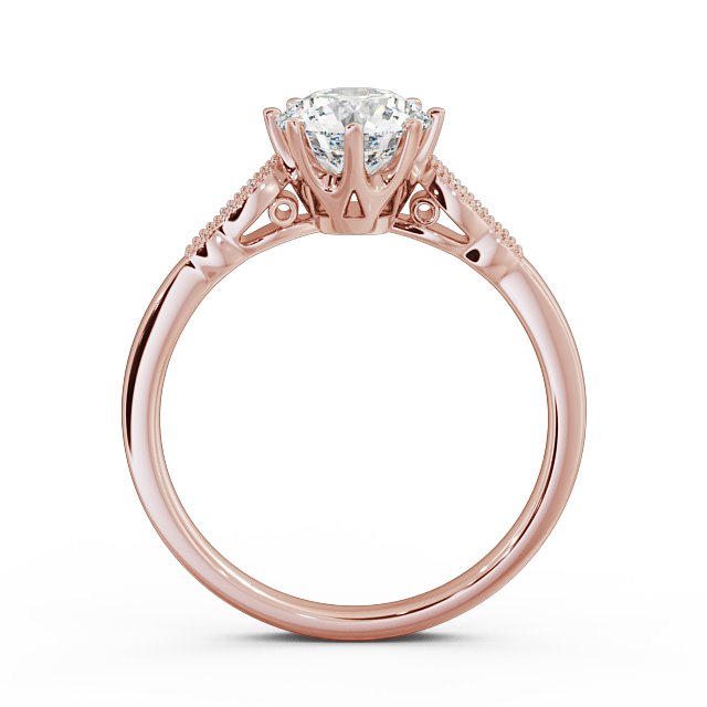 Round Diamond Engagement Ring 18K Rose Gold Solitaire With Side Stones ...