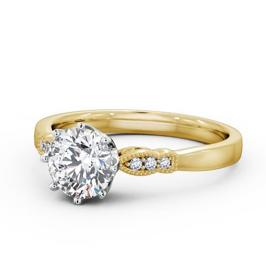 Chelise Round Diamond Engagement Ring Eight Claw Side Stones ENRD81_YWG_THUMB2 