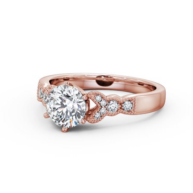 Vintage Round Diamond Engagement Ring 18K Rose Gold Solitaire - Brianna ENRD82_RG_FLAT