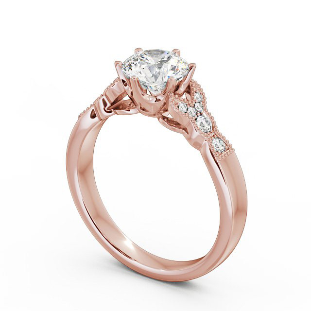 Vintage Round Diamond Engagement Ring 18K Rose Gold Solitaire - Brianna ENRD82_RG_SIDE