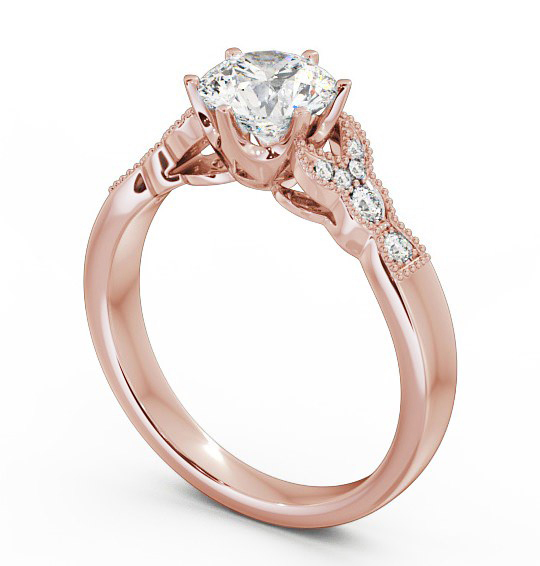Vintage Round Diamond Engagement Ring 18K Rose Gold Solitaire - Brianna ENRD82_RG_THUMB1