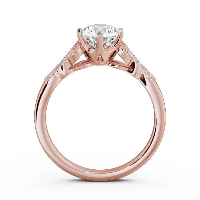 Vintage Round Diamond Engagement Ring 18K Rose Gold Solitaire - Brianna ENRD82_RG_UP