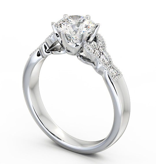 Vintage Round Diamond 6 Prong Engagement Ring Palladium Solitaire ENRD82_WG_THUMB1