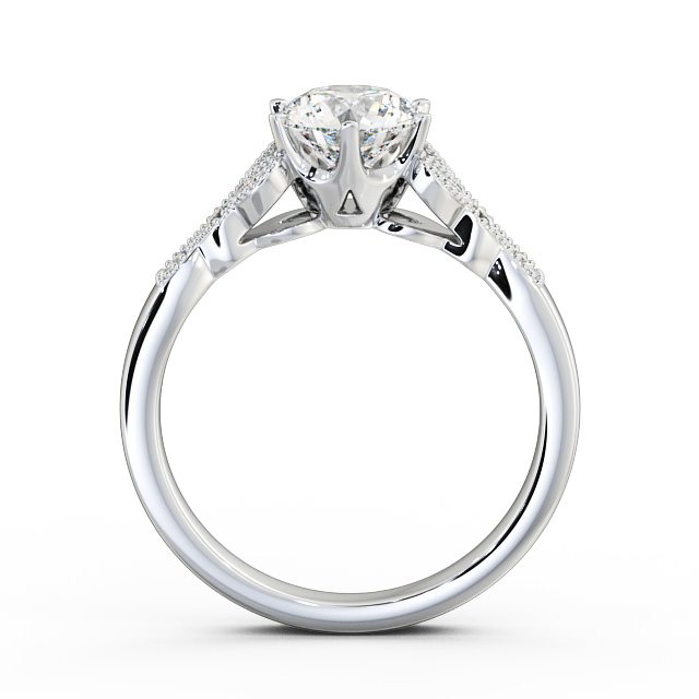 Vintage Round Diamond Engagement Ring 9K White Gold Solitaire - Brianna ENRD82_WG_UP