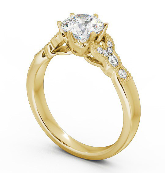 Vintage Round Diamond 6 Prong Engagement Ring 18K Yellow Gold Solitaire ENRD82_YG_THUMB1 