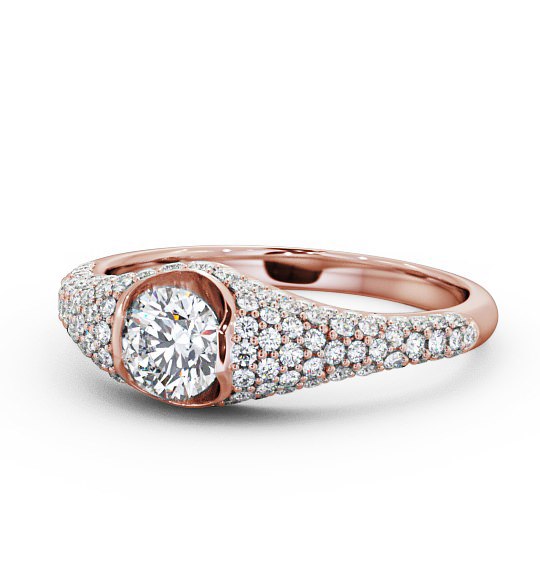  Pave 1.02ct Round Diamond Engagement Ring 9K Rose Gold Solitaire - Azara ENRD83_RG_THUMB2 