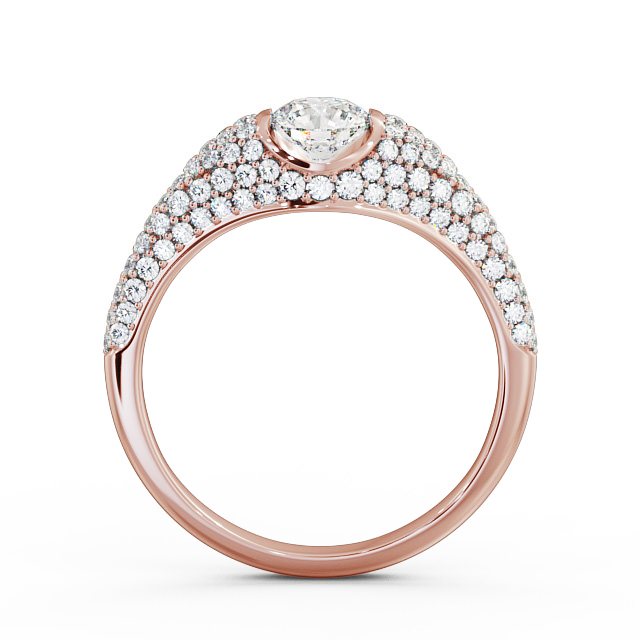 Pave 1.02ct Round Diamond Engagement Ring 9K Rose Gold Solitaire - Azara ENRD83_RG_UP