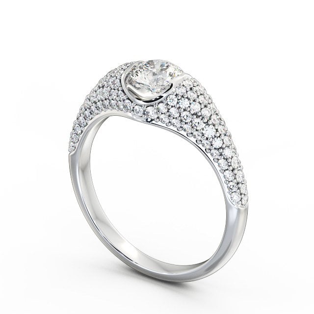 Pave 1.02ct Round Diamond Engagement Ring 9K White Gold Solitaire - Azara ENRD83_WG_SIDE