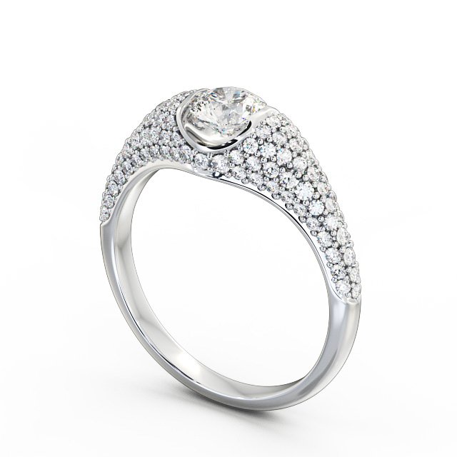 Pave 1.02ct Round Diamond Engagement Ring Platinum Solitaire - Azara ENRD83_WG_SIDE