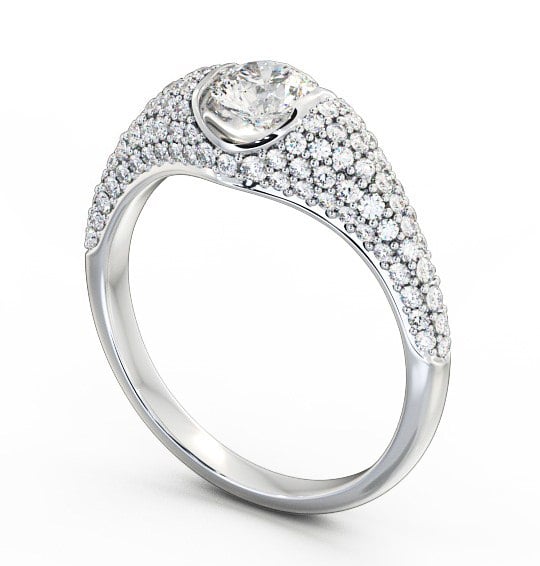 Pave 1.02ct Round Diamond Tension Set Engagement Ring Platinum Solitaire ENRD83_WG_THUMB1