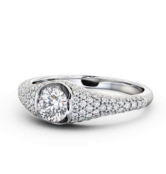  Pave 1.02ct Round Diamond Engagement Ring Platinum Solitaire - Azara ENRD83_WG_THUMB2 