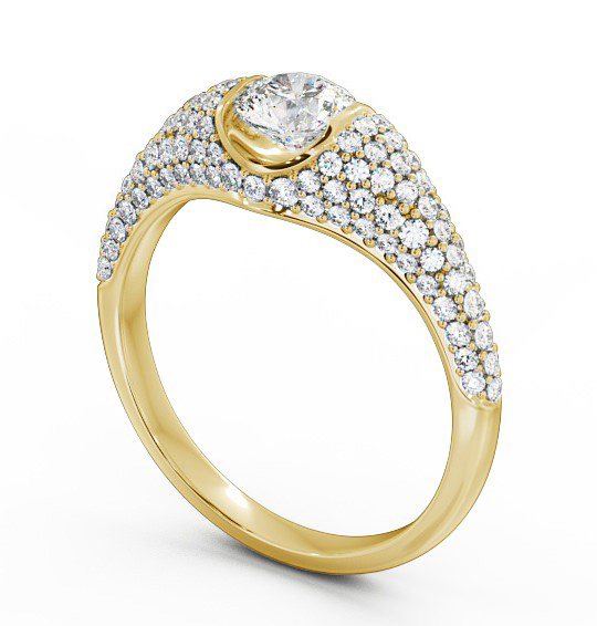 Pave 1.02ct Round Diamond Engagement Ring 18K Yellow Gold Solitaire - Azara ENRD83_YG_THUMB1