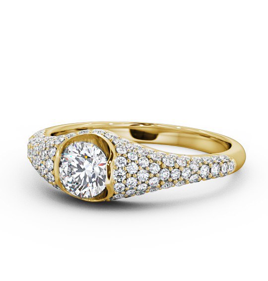 Pave 1.02ct Round Diamond Tension Set Engagement Ring 18K Yellow Gold Solitaire ENRD83_YG_THUMB2 