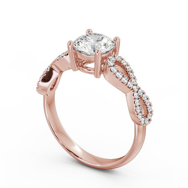 Round Diamond Engagement Ring 9K Rose Gold Solitaire With Side Stones - Milan ENRD84_RG_SIDE