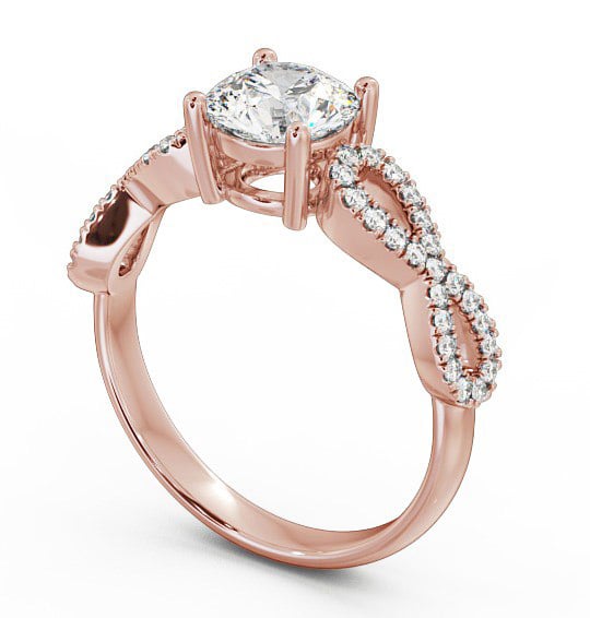 Round Diamond Infinity Style Band Engagement Ring 18K Rose Gold Solitaire with Channel Set Side Stones ENRD84_RG_THUMB1