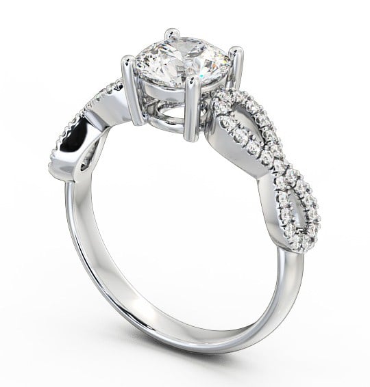 Round Diamond Engagement Ring Palladium Solitaire With Side Stones - Milan ENRD84_WG_THUMB1