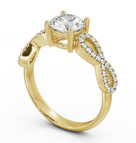 Round Diamond Infinity Style Band Engagement Ring 9K Yellow Gold Solitaire with Channel Set Side Stones ENRD84_YG_THUMB1