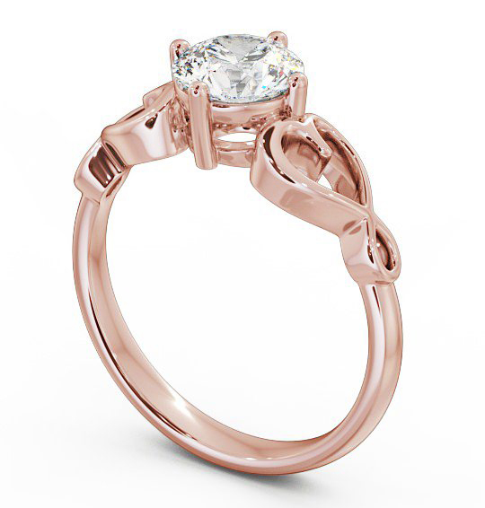 Round Diamond with Heart Band Engagement Ring 18K Rose Gold Solitaire ENRD85_RG_THUMB1