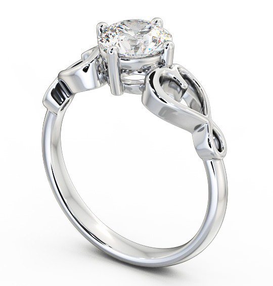 Round Diamond with Heart Band Engagement Ring Palladium Solitaire ENRD85_WG_THUMB1