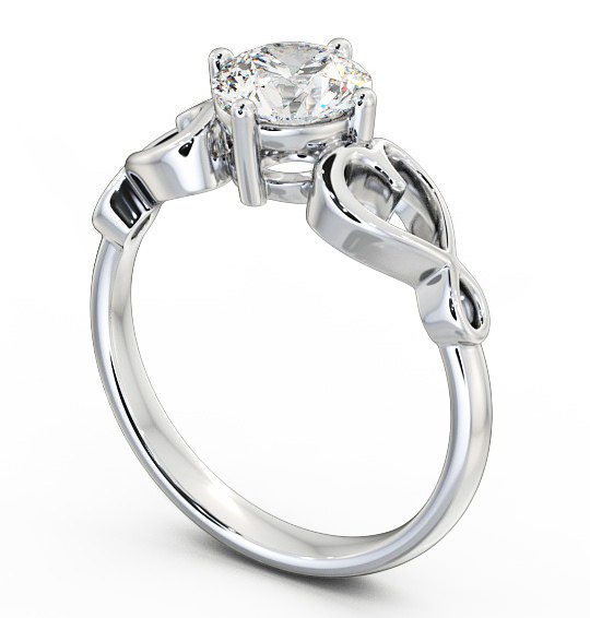 Round Diamond with Heart Band Engagement Ring Platinum Solitaire ENRD85_WG_THUMB1 