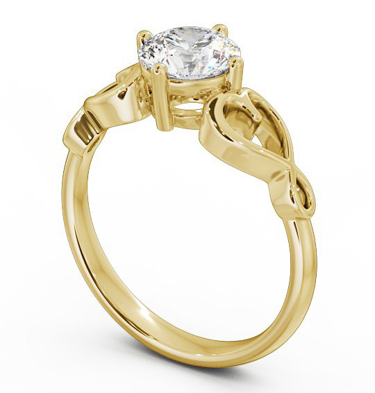 Round Diamond with Heart Band Engagement Ring 18K Yellow Gold Solitaire ENRD85_YG_THUMB1 