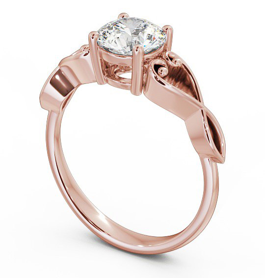 Round Diamond with Heart Band Engagement Ring 18K Rose Gold Solitaire ENRD86_RG_THUMB1