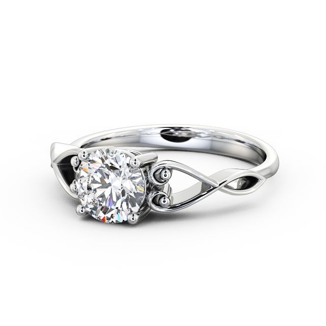Round Diamond Engagement Ring 9K White Gold Solitaire - Romina ENRD86_WG_FLAT