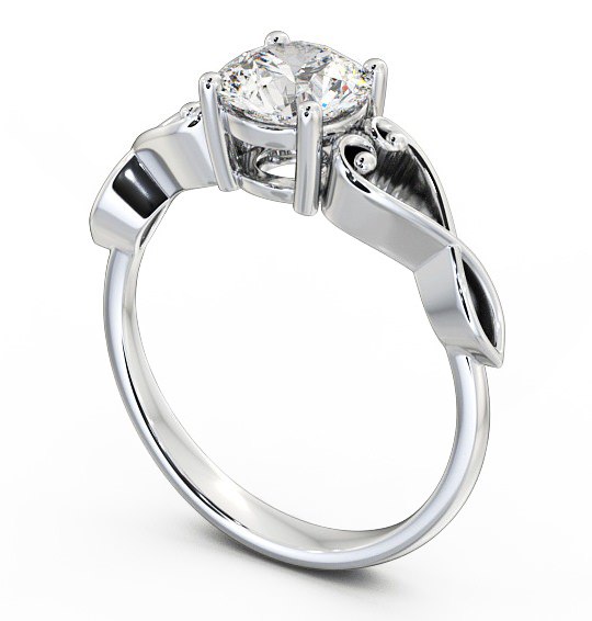 Round Diamond with Heart Band Engagement Ring 18K White Gold Solitaire ENRD86_WG_THUMB1