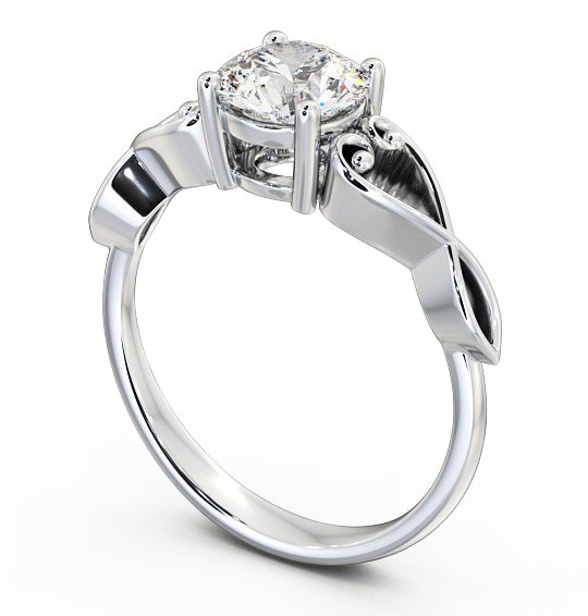 Round Diamond with Heart Band Engagement Ring 18K White Gold Solitaire ENRD86_WG_THUMB1 